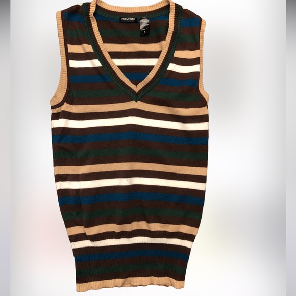 Maurices Cute Fall 🍁Colored🍁 Striped Pull Over Sweater SZ S - Picture 2 of 4